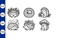 Cute Hedgehog Vector With Flowers Product Image 1
