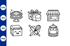 Cute smiling baking icons set Product Image 1
