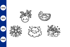Cute Kawaii Citrus Fruits Line Art Product Image 1