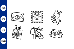 Cute Bunny Mail Carrier Line Art Product Image 1