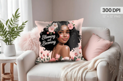 Afro Girl /Woman braided hair Pillow Design, Black Queen PNG Product Image 1