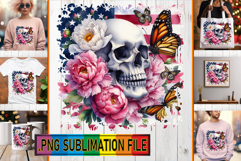 RADIANT PNG TSHIRT Designs, Skull USA Product Image 1