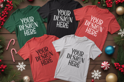 Christmas Family Matching Group T-Shirt Mockups | Holiday Fl Product Image 1
