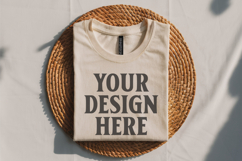 Heather Prism Natural Bella Canvas 3001 Flat Lay T-Shirt Moc Product Image 1