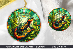 Salamander Stained Glass Ornament PNG, Digital Download File Product Image 1