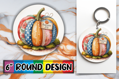 Luminous Round Ornaments Sublimation PNG, Pumpkin Watercolor Product Image 1
