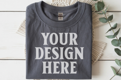 Charcoal Gildan 5000 Flat Lay Tshirt Mockup, G5000 mockup Product Image 1