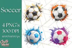 Soccer Clipart PNG with Team Color Paint Splash Design Product Image 1