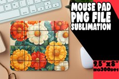 Radiant Flower Frenzy Sublimation Mouse Pad Design PNG Product Image 1