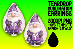 Artistic Teardrop Earrings Sublimation Template , Gnome Product Image 1