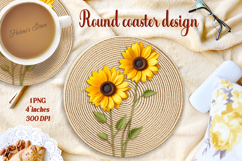 Delicate vintage floral round coaster sublimation design png Product Image 1