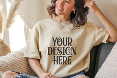 Sand Gildan 18000 Crewneck Sweatshirt Mockups,G18000 Product Image 1