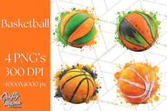Basketball Clipart PNG with Team Color Paint Splash Design Product Image 1