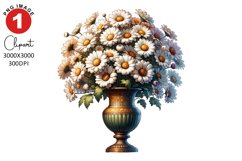 Daisy Florals in Vase Spring Clipart Sublimation Product Image 1
