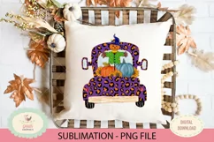 Pumpkin truck scarecrow sublimation PNG file, animal print Product Image 1