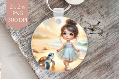Beach Girl and Turtle Sublimation PNG Product Image 1
