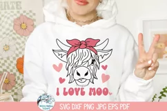 I Love Moo Cow SVG | Funny Valentine's PNG Product Image 1