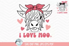 I Love Moo Cow SVG | Funny Valentine's PNG Product Image 4