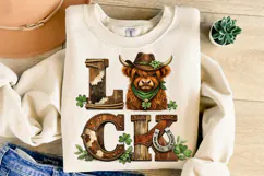 St Patrick's Day png | Lucky Highland Cow Shirt Design Product Image 6