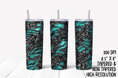 Blue & Black Zebra Glitter Sublimation Tumbler Product Image 1