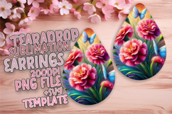 Elegant Teardrop Earrings Artwork PNG , Flowers Product Image 1