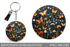 Butterflies Round Keychain. Butterflies Keychain Sublimation Product Image 1