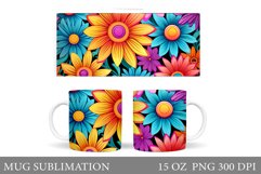Flowers Mug Sublimation. Floral Mug Wrap Design Product Image 1