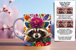 Vibrant Flower &amp; Raccoon Mug Wrap 11oz/15oz Product Image 1