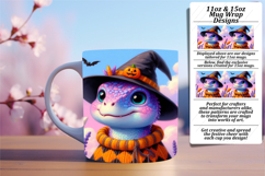 Alluring 15oz Mug Wrap Png Design , Halloween Dino Product Image 1