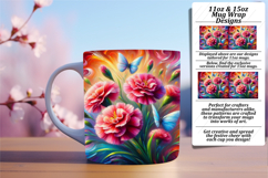 Lovely 11oz Mug Wrap Png Template , Flowers Product Image 1