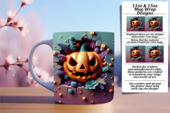 Elegant 15oz Mug Wrap Png Template , 3D Pumpkin Product Image 1