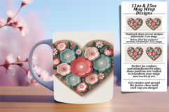 Sleek 11oz Mug Wrap Png Design , Flowers Heart Product Image 1
