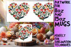Mug Wrap Floral Heart Pattern Sublimation Product Image 1