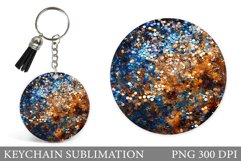 Glitter Keychain Sublimation. Sequins Round Keychain Design Product Image 1
