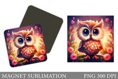 Owl Magnet Design. Owl Flowers Magnet Sublimation Product Image 1