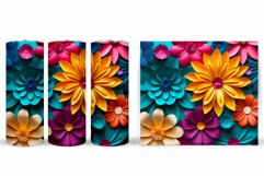3D Flowers Tumbler Wrap Design. Floral Tumbler Sublimation Product Image 2