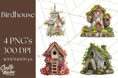 Cottagecore Birdhouse Clipart PNG, Whimsical Fairy Houses Product Image 1