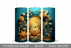 Pumpkin Fall Tumbler Sublimation. 3D Pumpkin Tumbler Design Product Image 1