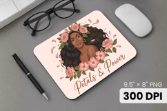 Afro Girl / Woman braided hair Mouse Pad, Black Queen PNG Product Image 1