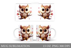 Cute Owl Mug Wrap Design. Owl Mug Wrap Sublimation Product Image 1