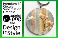 Vibrant Flower Stripes: Sublimation Car Coaster &amp; Keychain Product Image 1