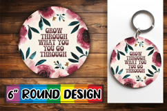 Cheerful Round Car Coaster, Flower Quote Product Image 1