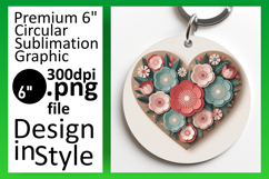 Playful Round Design for Keychains , Flowers Heart Product Image 1