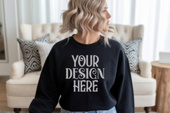 Black Gildan 18000 Sweatshirt Mockup,G18000 Crewneck Sweatsh Product Image 1