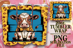 Sublimation Delight 20oz tumbler wrap, Cute Cow Product Image 1