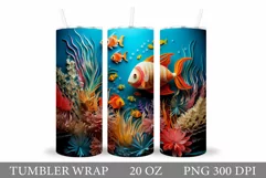3D Fish Tumbler Wrap Sublimation. Fish Tumbler Wrap Design Product Image 1