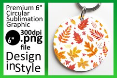 Fall Leaves Pattern Design Round Keychain Product Image 1