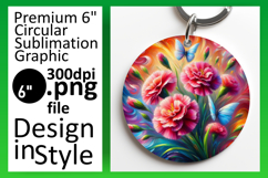 Playful Round Design Car Coaster PNG , Flowers Product Image 1