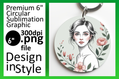 Unique Round Design Keychain Template , Beauty Woman Product Image 1