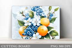 Blueberries Cutting Board. Orange Cutting Board Sublimation Product Image 1